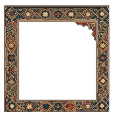 Elegant vintage frame with intricate geometric designs, perfect for adding a touch of timeless sophistication to your creative projects and heritage themes