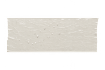 Adhesive tape with creases and water drops stuck on a transparent background, depicting texture and material