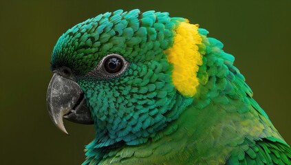 Close-up view of parrot feather, showcasing intricate textures and vibrant colors, ideal for background design