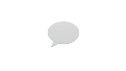White speech bubble with rounded edges and a pointed tail isolated on a transparent background