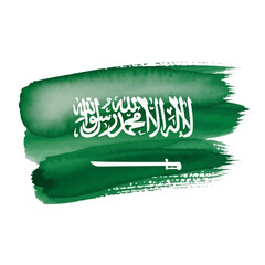 Stunning watercolor Saudi Arabia flag design with bold green brushstrokes perfect for national celebrations, cultural events, and patriotic displays of pride