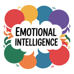 Emotional intelligence is represented by colorful speech bubbles and the words 'emotional intelligence'.