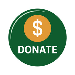 A green circular button with a gold coin and the word DONATE prominently displayed.