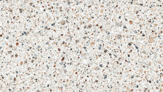 Terrazzo flooring made of granite, quartz, glass, and stone, functional use as a background for text and layout