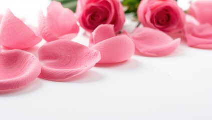 Fototapeta premium Rose petals framing the edge, ideal for editorial header background