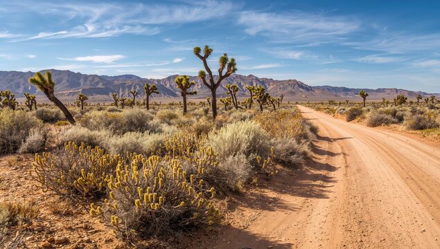 California Desert landscape featuring Joshua Trees and Sage Brush, showcasing resilience of wildlife in harsh dry conditions