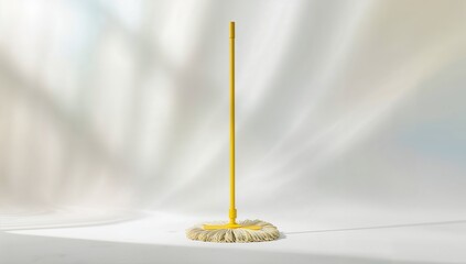 Mopping tool isolated on a colorful backdrop, efficiency