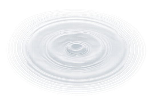 Water droplet creating expanding concentric ripple circles on a transparent background. Fluid motion and abstract water surface - Powered by Adobe