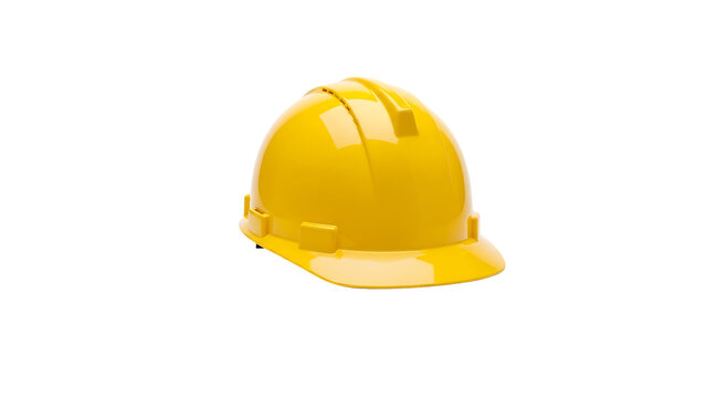 Yellow hard hat safety equipment for construction workers isolated on a transparent background - Powered by Adobe