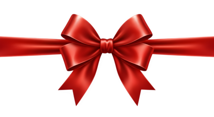 Elegant red satin bow ribbon, perfect for festive gift wrapping design