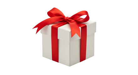 Obraz premium Elegant white gift box tied with vibrant red ribbon for celebrations
