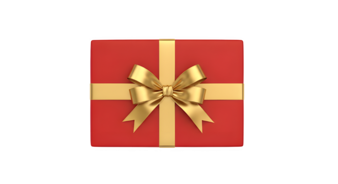 Festive red gift box with golden bow for holiday celebrations