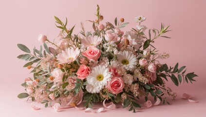 Pink and White Floral Display, suitable for editorial header background