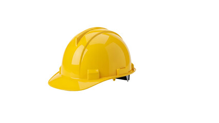 Yellow hard hat safety helmet for construction work isolated on a transparent background