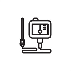 Industrial temperature sensor icon symbolizing process monitoring and heat measurement, representing specialized instrumentation, modern automation control systems, and critical field diagnostics.