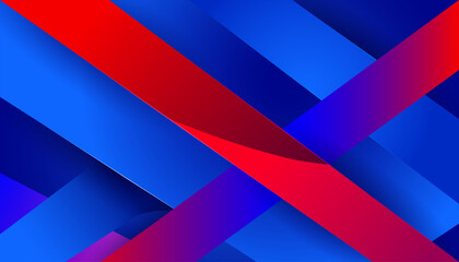 Modern Blue and Red Abstract Background with Overlapping Geometric Shapes