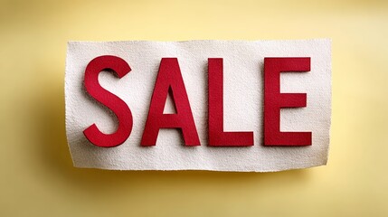 Red and white sign that says "sale" on it. The sign is on a yellow background