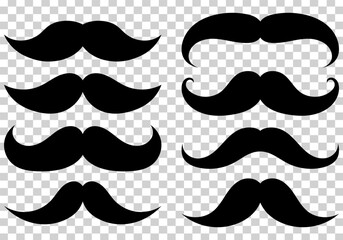 Collection of various black mustache silhouettes for diverse designs