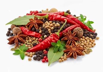 Assorted Whole Culinary Spices in Vibrant Close-Up Studio Shot