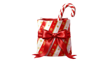 Charming Christmas gift box with candy cane for holiday cheer