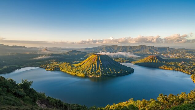 The Taal Volcano is located in a scenic area of the Philippines.