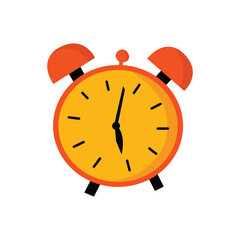 Clock yellow flat simple isolated illustration. Perfect for stickers, icons.