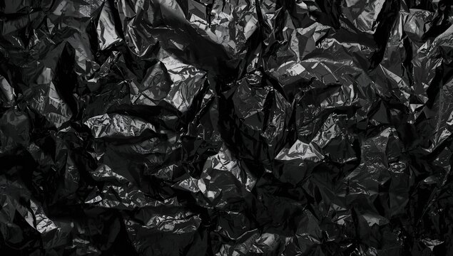 Monochromatic crumpled metal surface, functional backdrop for editorial design