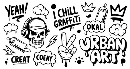 Obraz premium hand drawn graffiti cartoon doodle illustrations