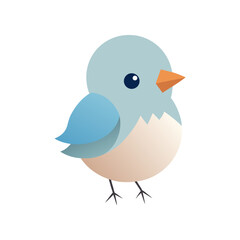 Cute cartoon baby bird illustration with light blue and beige colors