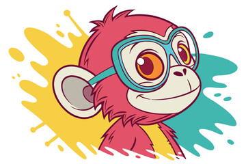 playful vector illustration of a cute cartoon monkey.