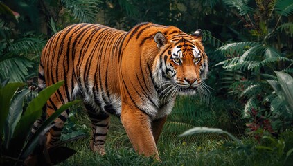 Obraz premium Panthera tigris altaica, the largest wild cat species, conservation status, World Wildlife Day