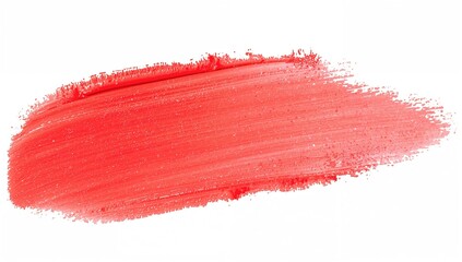 Smudged red cream texture on a white backdrop, suitable for editorial header background