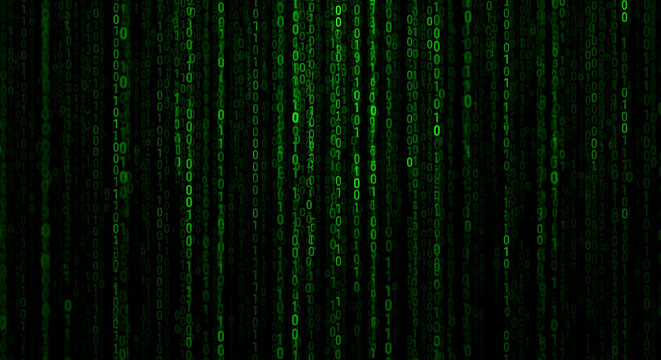 Digital Rain Effect A Futuristic Green Matrix of Descending Binary Code Falling Seamlessly