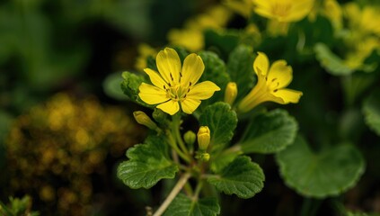 Blooming yellow flowers in spring, vibrant seasonal display