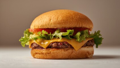 Crispy bun filled with lettuce, meat, and cheese, protein-rich meal