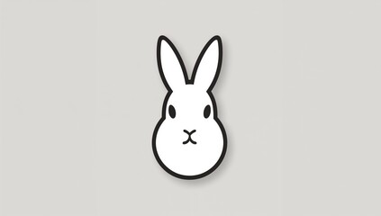 Obraz premium Rabbit with a customizable stroke, playful design for creative projects