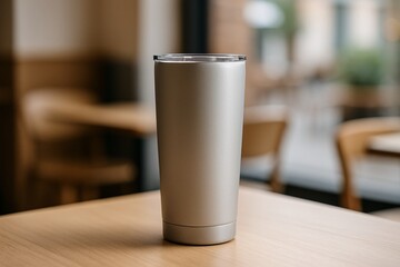 Minimal Matte Tumbler on Cozy Caf&eacute; Table