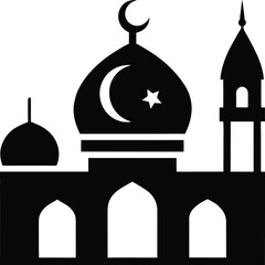 Mosque with Crescent Moon and Star Icon
