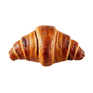 Chocolate Croissant Top View Isolated on White Background &ndash; High-Resolution Studio Lighting Product Photo for Food Packaging and Mockup Design