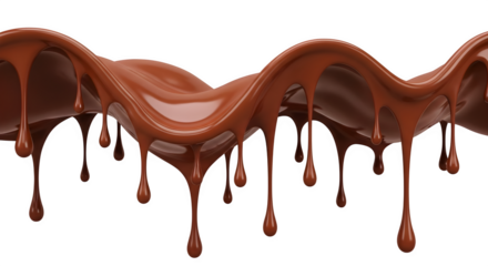 Melted chocolate flowing and dripping