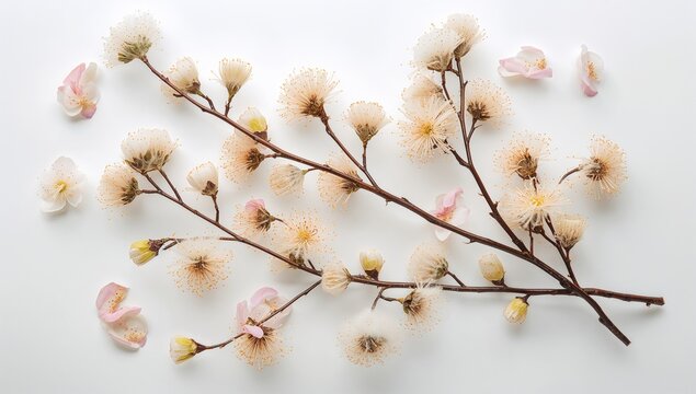 Springtime emergence, blooming willow branches and furry catkins, seasonal change - Powered by Adobe