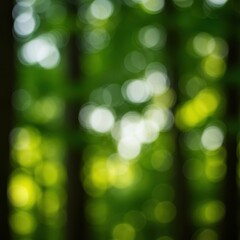 Obraz premium Beautiful abstract background of vibrant green bokeh circles created by soft morning sunlight filtering through the dense forest canopy ,ray, natural, ecology