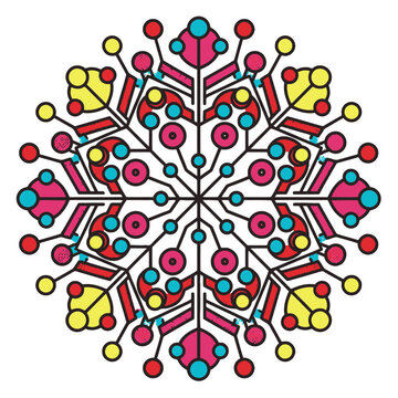 Abstract Quantum Machine Learning Model Vector Illustration. Neural Network, Data Science, or AI Algorithm Concept with Geometric Design