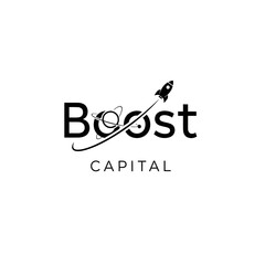 Boost Capital Logo with Rocket and Orbiting Elements.