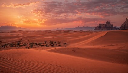 Naklejka premium Sandy desert landscape in Egypt during sunset, highlighting seasonal change