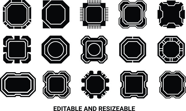 Futuristic Geometric Frames and Tech UI Elements Collection .