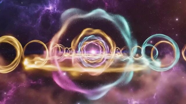 Stunning cosmic portal animation in vibrant space nebula, perfect for sci-fi, technology, and futuristic themes with a dynamic energy feel