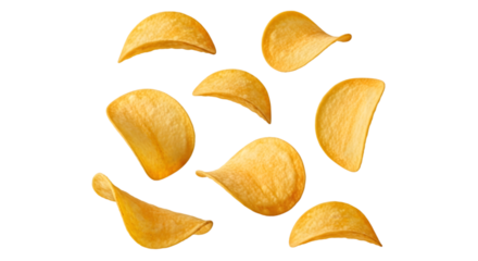 Assorted Potato Chips Scattered Isolated crisps snack