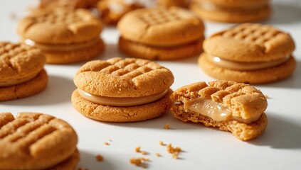 Peanut butter cookies on a plain background, fiber-dense choice