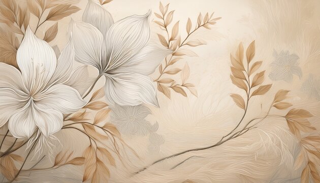 subtle floral impression in pale sand fine grain art serene organic